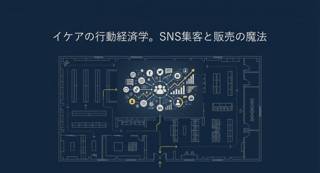 SNS集客と販売の魔法を表現したイケアの行動経済学の設計図スライド