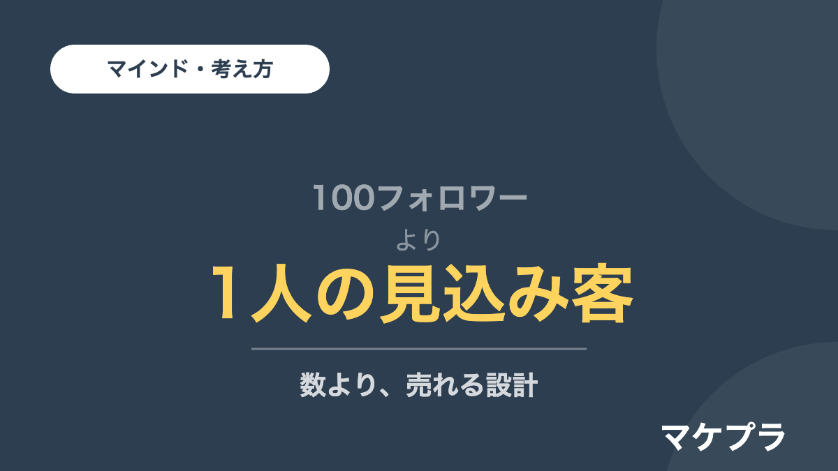 100フォロワーより1人の見込み客、数より売れる設計というまとめの見出し画像